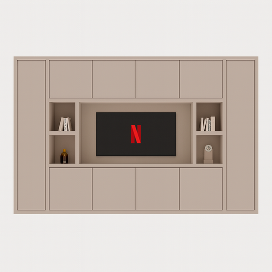 123kast  Cinewall Bali - 350x40x210H cm - 10 push to open deuren - 5 open vakken