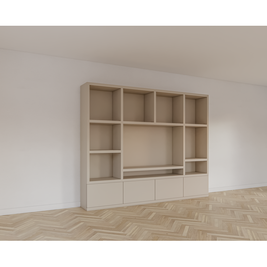 123kast  Cinewall Jose - 300x40x240H cm - 4 push to open deurtjes