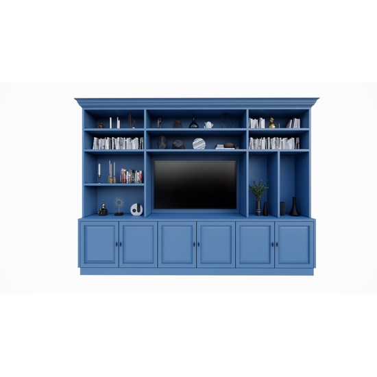 123kast  Cinewall Nara - 320x45/35x240H cm - 11 open vakken - 6 deurtjes  - Copy
