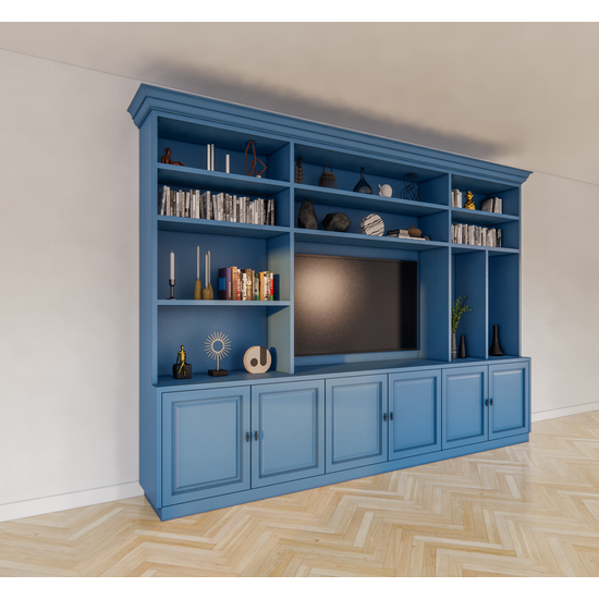 123kast  Cinewall Nara - 320x45/35x240H cm - 11 open vakken - 6 deurtjes  - Copy