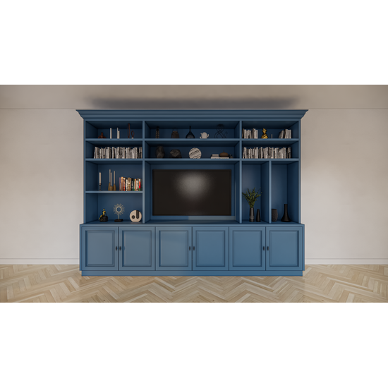 123kast  Cinewall Nara - 320x45/35x240H cm - 11 open vakken - 6 deurtjes  - Copy