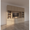 123kast  Cinewall Biarritz - 260x40x220H cm - tv vak - cinewall - push to open deuren - greeploze soft close lades - open vakken - strak design - 5cm plank en frame dikte