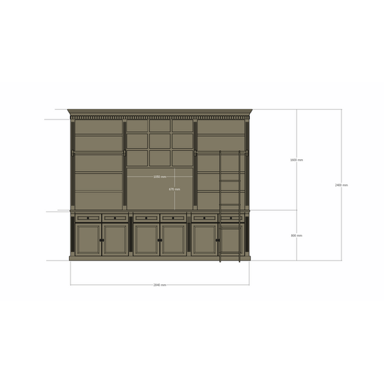 123kast  Cinewall The crown library - 290x46/55x240H cm - tv vak - landelijke stijl