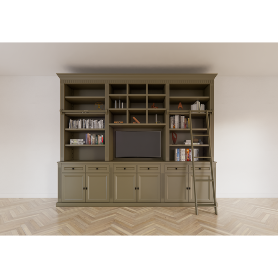 123kast  Cinewall The crown library - 290x46/55x240H cm - tv vak - landelijke stijl