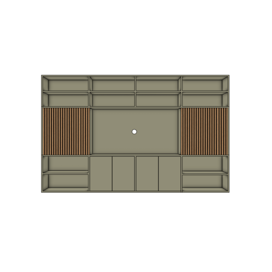 123kast  CinewallWinterberg 04 - 400x40x250H cm - cinewall - tv vak - met schuifdeuren - open vakken - push to open deuren - strak design