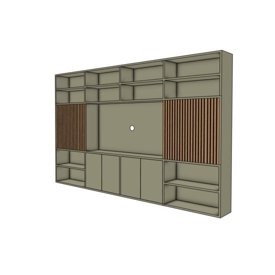 123kast  CinewallWinterberg 04 - 400x40x250H cm - cinewall - tv vak - met schuifdeuren - open vakken - push to open deuren - strak design