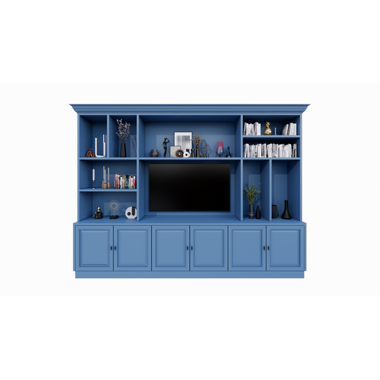 123kast  Cinewall Nara 02 - 320x35/45x240H cm - scharnier deuren - open vakken