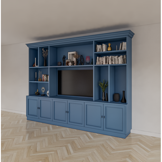 123kast  Cinewall Nara 02 - 320x35/45x240H cm - scharnier deuren - open vakken