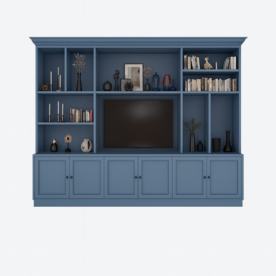 123kast  Cinewall Nara 02 - 320x35/45x240H cm - scharnier deuren - open vakken