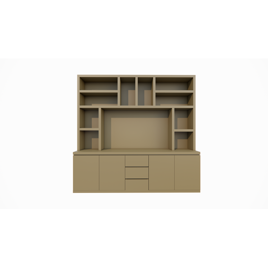 123kast  Cinewall Sineu 02 - 250x30/50x240H cm - push to open deuren - soft colse lades - open vakken - strakke afwerking