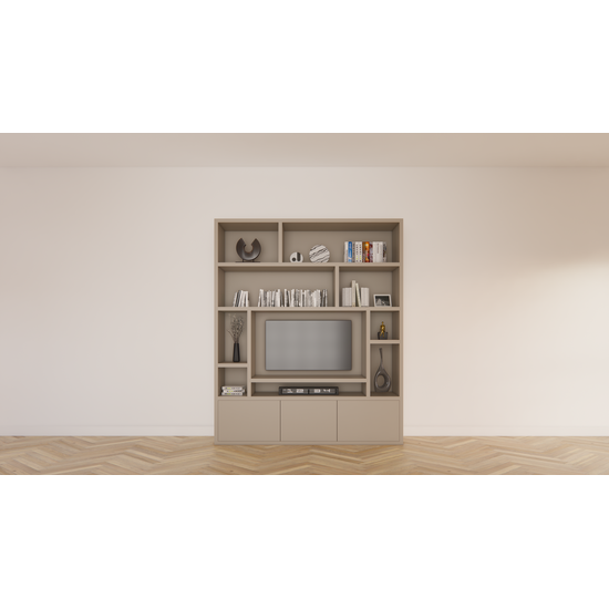 123kast  Cinewall Fisterra - 200x35x240H cm - push to open deuren - strakke afwerking