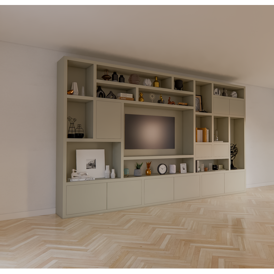 123kast  Cinewall Vasto - 400x40x240H cm - Cinewall- push to open deuren 5cm plank dikte