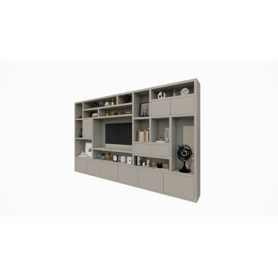 123kast  Cinewall Vasto - 400x40x240H cm - Cinewall- push to open deuren 5cm plank dikte