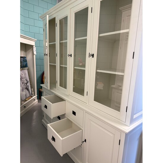 123kast Showmodel Buffetkast Lin 01 - 200x48x220H cm - 4 vitrine scharnierdeuren - 6 soft close lades - 2 dichte scharnierdeuren