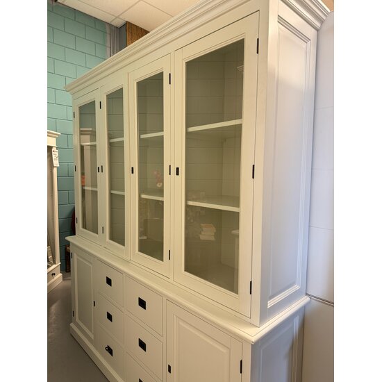 123kast Showmodel Buffetkast Lin 01 - 200x48x220H cm - 4 vitrine scharnierdeuren - 6 soft close lades - 2 dichte scharnierdeuren