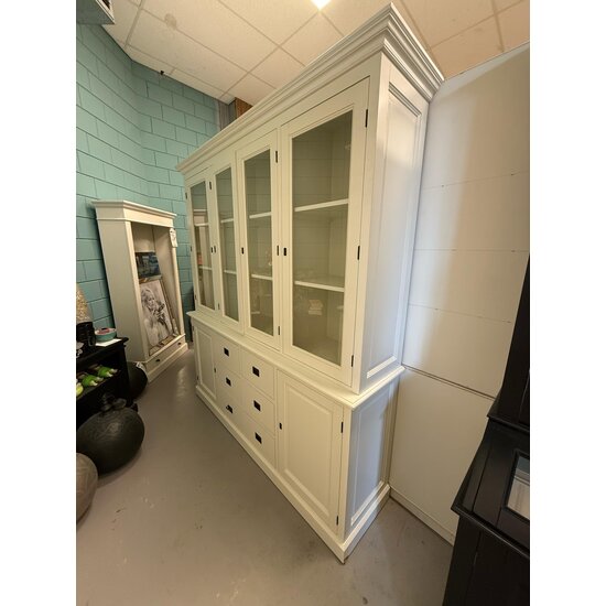 123kast Showmodel Buffetkast Lin 01 - 200x48x220H cm - 4 vitrine scharnierdeuren - 6 soft close lades - 2 dichte scharnierdeuren