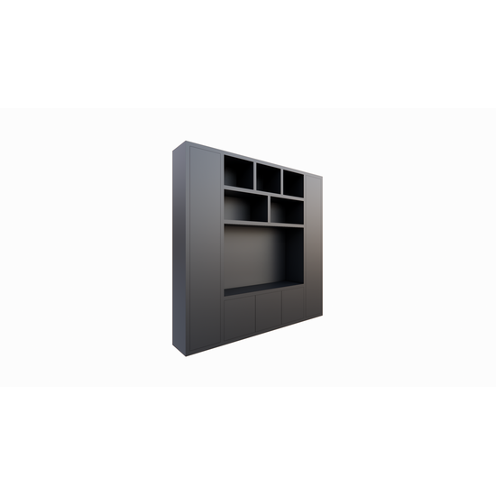 123kast  Cinewall Austin - 250x40x240H cm - open vakken - push to open deuren - strak design