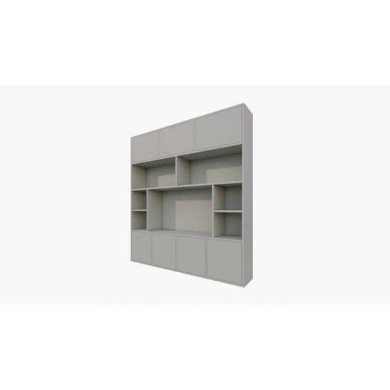 123kast  Cinewall Flensburg - 240x40x255H cm - push to open deuren - strakke afwerking