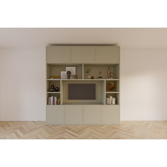 123kast  Cinewall Flensburg - 240x40x255H cm - push to open deuren - strakke afwerking