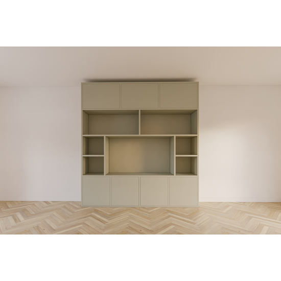 123kast  Cinewall Flensburg - 240x40x255H cm - push to open deuren - strakke afwerking