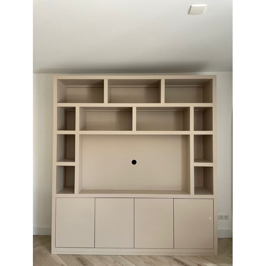 123kast  Cinewall Manhattan 12 - 200x40x240H cm - cinewall - tv vak - open vakken - strak design - 5cm plank dikte - 4 greeploze push to open deuren