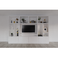 123kast  Cinewall Campos  - 350x40x240H cm - tv vak - cinewall - 4 push to open deuren - open vakken - strak design - 5cm plank en frame dikte