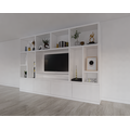 123kast  Cinewall Campos  - 350x40x240H cm - tv vak - cinewall - 4 push to open deuren - open vakken - strak design - 5cm plank en frame dikte