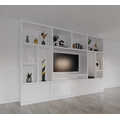 123kast  Cinewall Campos  - 350x40x240H cm - tv vak - cinewall - 4 push to open deuren - open vakken - strak design - 5cm plank en frame dikte