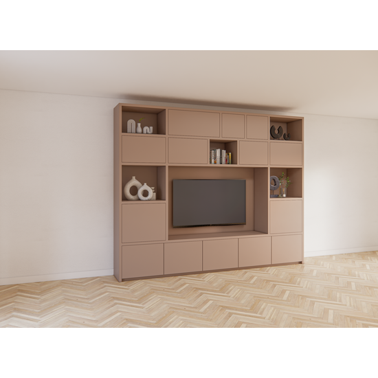 123kast  Cinewall Alcamo - 349x45x275Hcm - push to open deuren - lagere onderkast - strakke afwerking