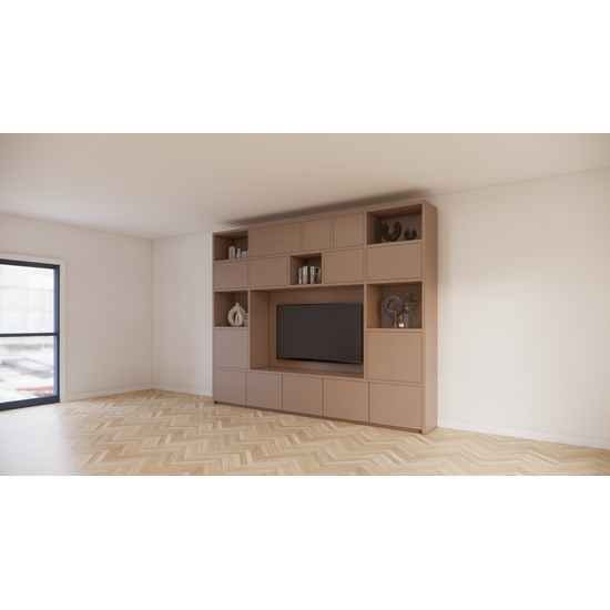 123kast  Cinewall Alcamo - 349x45x275Hcm - push to open deuren - lagere onderkast - strakke afwerking