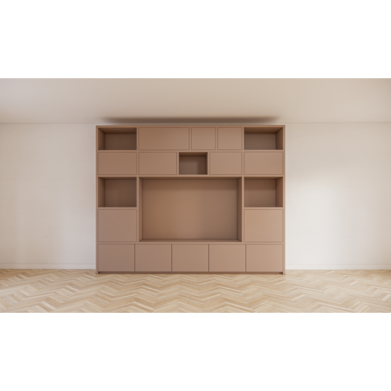 123kast  Cinewall Alcamo - 349x45x275Hcm - push to open deuren - lagere onderkast - strakke afwerking