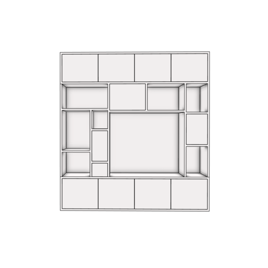 123kast  Cinewall Oviedo - 240x40x256H cm - open vakken - softclose deurtjes