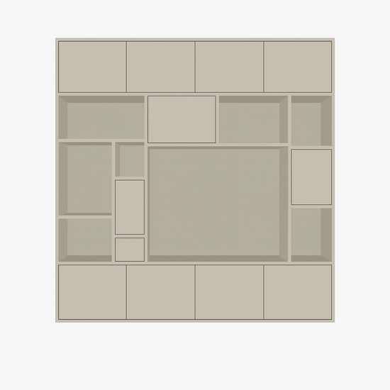 123kast  Cinewall Oviedo - 240x40x256H cm - open vakken - softclose deurtjes