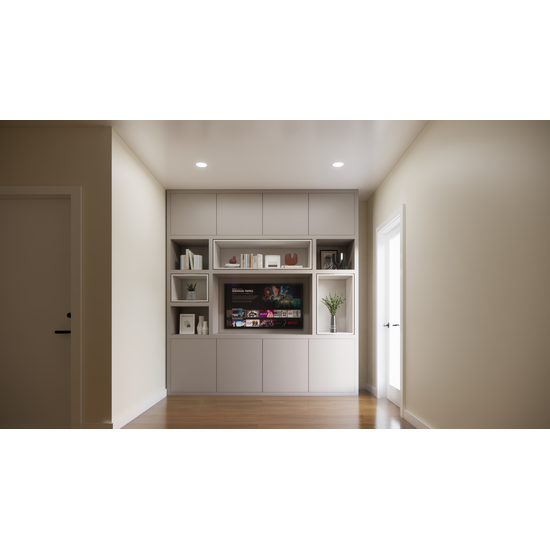 123kast  Cinewall Chard - 250x45x270H cm - vak in vak vakken - push to open deuren - strakke afwerking