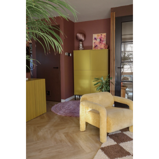 123kast  Opbergkast Piana - 112x42x162H cm - op stalen zwarte poten - 1 push to open lade - 4 push to open deuren