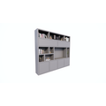 123kast  Cinewall Girona - 275x40x240H cm - open vakken in bovenkast en 2 klepdeuren - 4 greeploze deuren in onderkast - cinewall - tv vak
