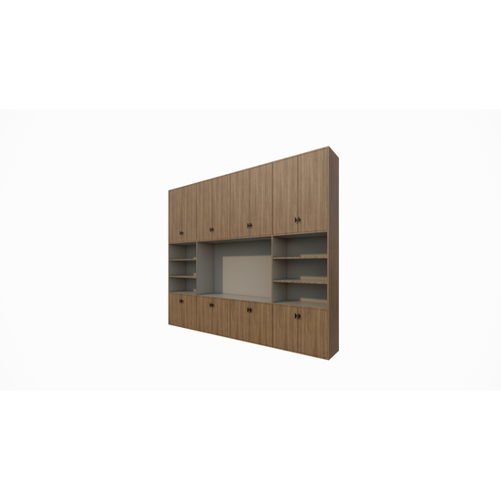 123kast  Cinewall - 300x40x250H cm - eiken afwerking - prijs op aanvraag