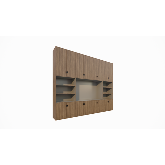 123kast  Cinewall - 300x40x250H cm - eiken afwerking - prijs op aanvraag