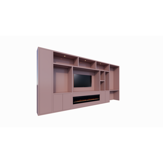 123kast  Cinewall Narni met openhaard 535x45x255H cm - 5cm plank dikte - PRIJS OP AANVRAAG