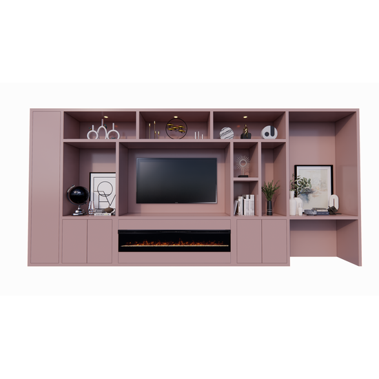 123kast  Cinewall Narni met openhaard 535x45x255H cm - 5cm plank dikte - PRIJS OP AANVRAAG