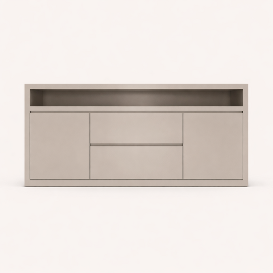 123kast  Dressoir Muxia - 200x40x90H cm- 2 greeploze deuren - 2 greeloze lades in het midden - open vak boven - strak design - 5cm frame dikte