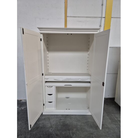 123kast  Showmodel (beschadigd) Computerkast Roma - 120x60x190H cm - uitschuifblad - 2 dichte scharnierdeuren - verstelbare bovenplank