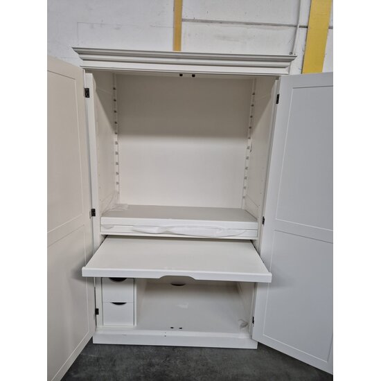 123kast  Showmodel (beschadigd) Computerkast Roma - 120x60x190H cm - uitschuifblad - 2 dichte scharnierdeuren - verstelbare bovenplank
