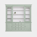 123kast  Buffet/Boekenkast Edinburgh - 225x50x230H cm - 2 vitrine deuren - open vak - 2 dichte deuren - 6 soft close lades - verstelbare planken - landelijke afwerking