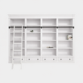 123kast  Brighton library - boekenkast - 330x40x240H cm - demontabel - met stang en ladder - 330x40x240H cm - 16 verstelbare planken - 4 soft close lades