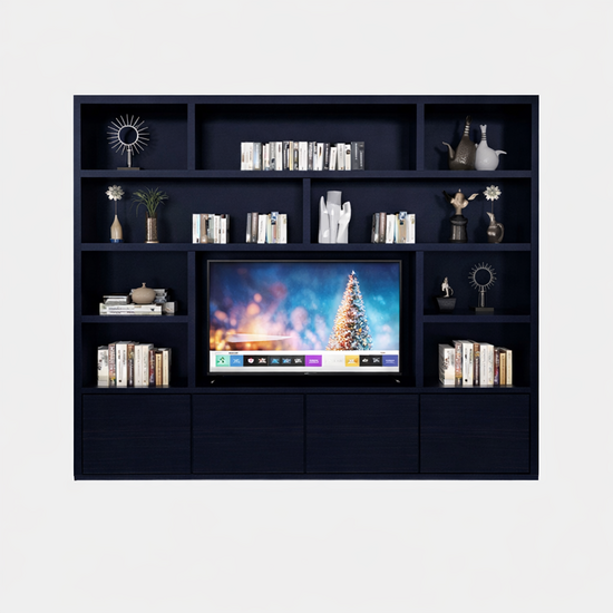 123kast  Cinewall Milaan - 300x40x240H cm - 1 tv paneel - strak design  - 4 push to open deuren - open tv vak