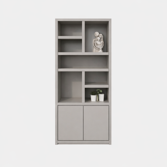 123kast  Vakkenkast Manhattan 02 - 100x40x240H cm - strak design - 2 greeploze push to open deuren - open vakken - 5cm plank dikte