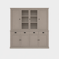 123kast  Buffetkast Vancouver - 220x45x220H cm - 2 dichte deuren in bovenkast - 2 vitrine deuren - 4 soft close lades - 4 dichte deuren in onderkast