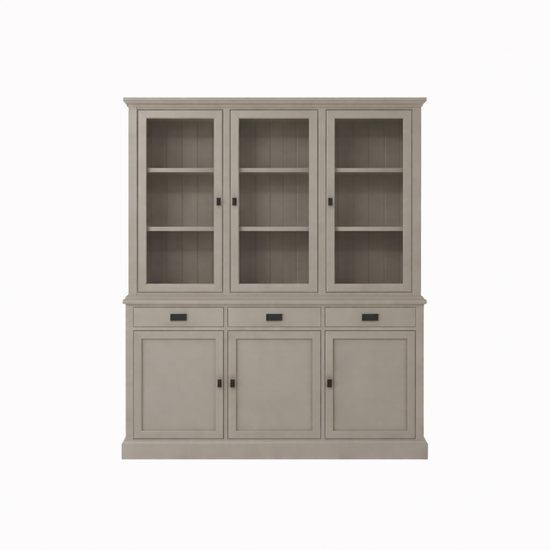 123kast  Buffetkast Tarente 03 -170x45x220H - 3 vitrinedeuren - 3 soft close lades - 3 dichte deuren