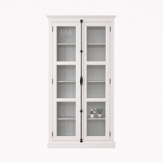 123kast  Vitrinekast Bilbao - 110x40x210H cm - met spanjolet sluiting - glazen zijkanten - geheel glas